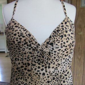LADIES LEOPARD BATHING SUIT TANKINI TOP BNWT